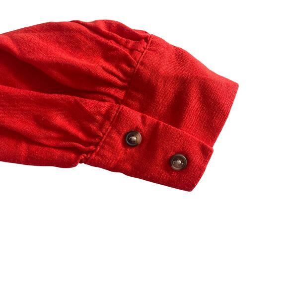 LC Lauren Conrad Blouse Womens Medium Linen Rayon Button Front Red-orange - Picture 5 of 9